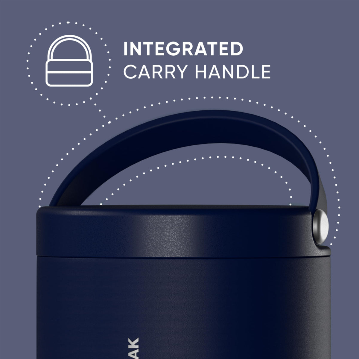 Hydrapeak navy jar designed for kids' lunches with a secure leak-proof lid.