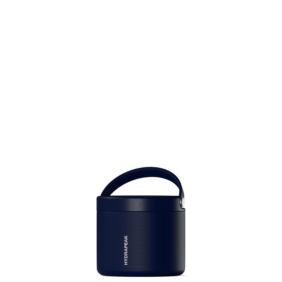 Hydrapeak 18oz navy food jar with wide mouth for quick filling and cleaning.