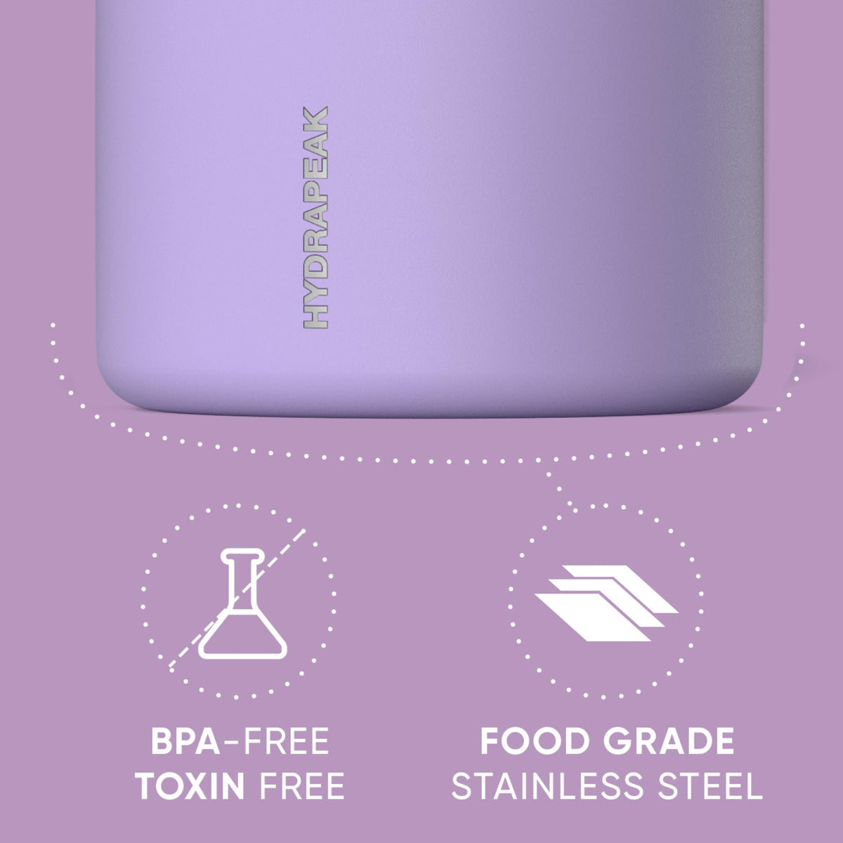 Hydrapeak lavender stainless steel exterior in vibrant powder coat