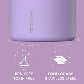 Hydrapeak lavender stainless steel exterior in vibrant powder coat