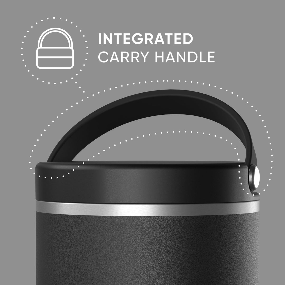 Hydrapeak 25oz food jar lid and folding handle for easy transport.