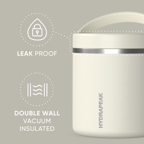 Hydrapeak 25oz jar with leak-proof cap to prevent spills during transport.