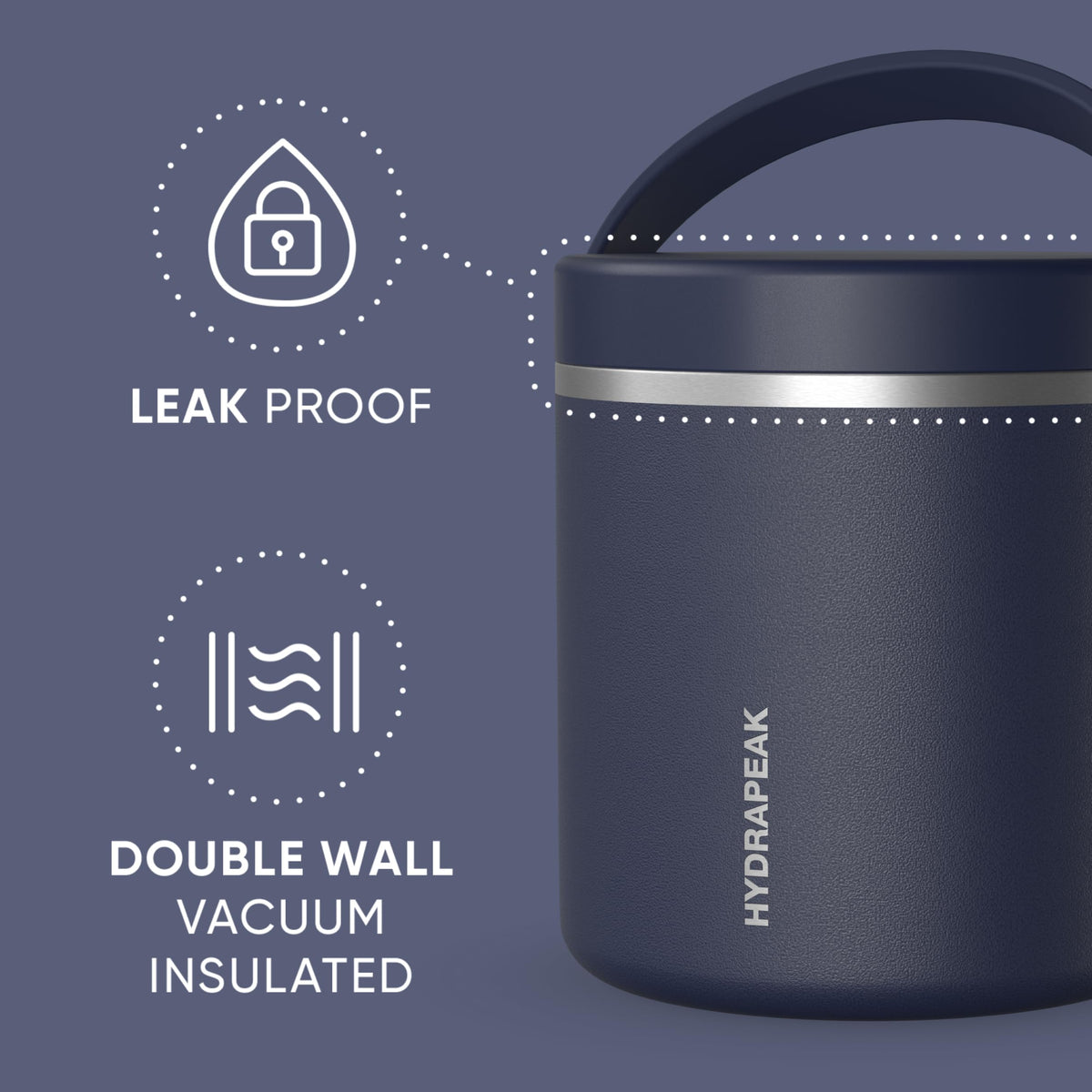 Hydrapeak 25oz jar with leak-proof lid keeps soups secure during commute