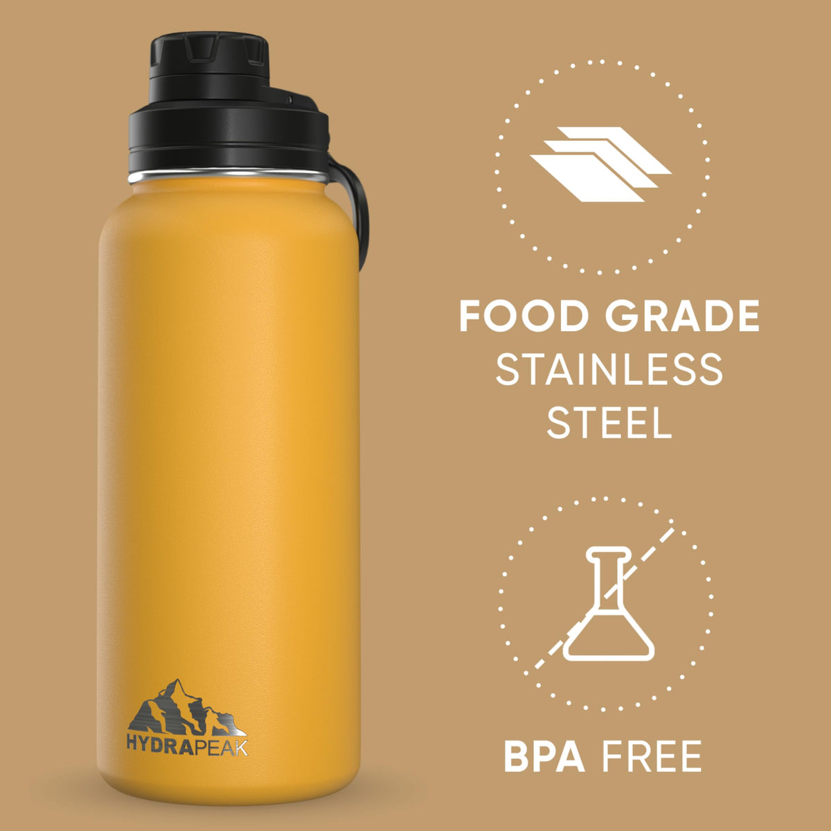 Hydrapeak chug lid with integrated handle supports one-handed sipping