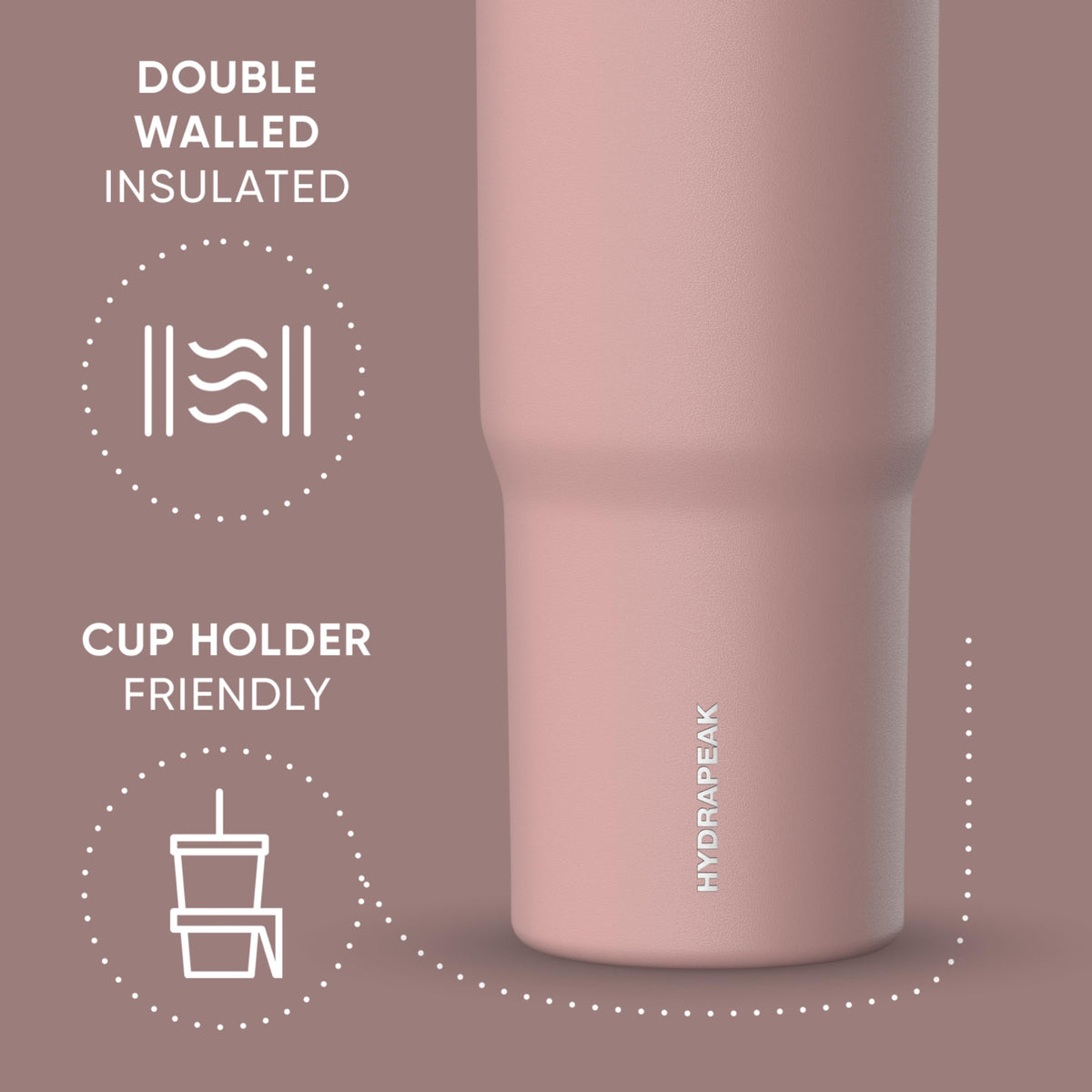 Hydrapeak Nomad 32oz tumbler fits most cupholders for convenient commutes.