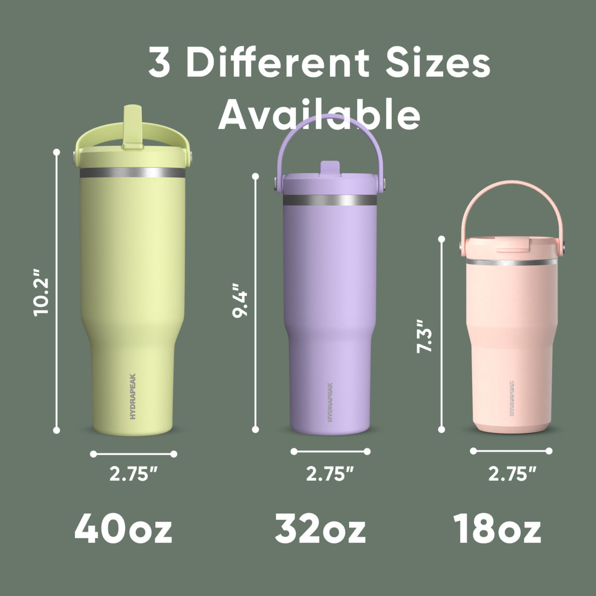Hydrapeak Nomad 32oz tumbler fits most cupholders for car commutes.