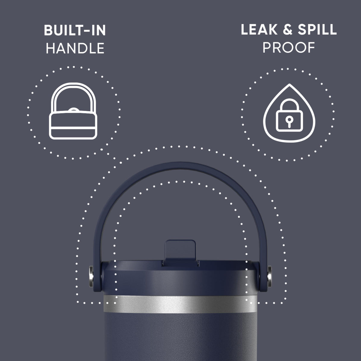 Hydrapeak Nomad 32 oz tumbler with grab-and-go handle for easy carrying.