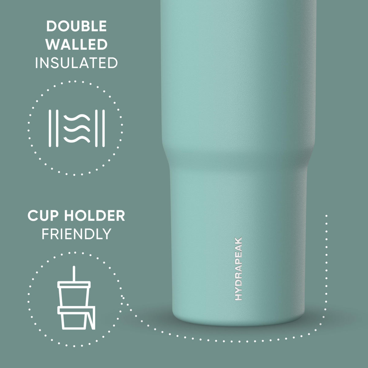 Hydrapeak Nomad 32 oz tumbler lid open, straw ready for quick sipping