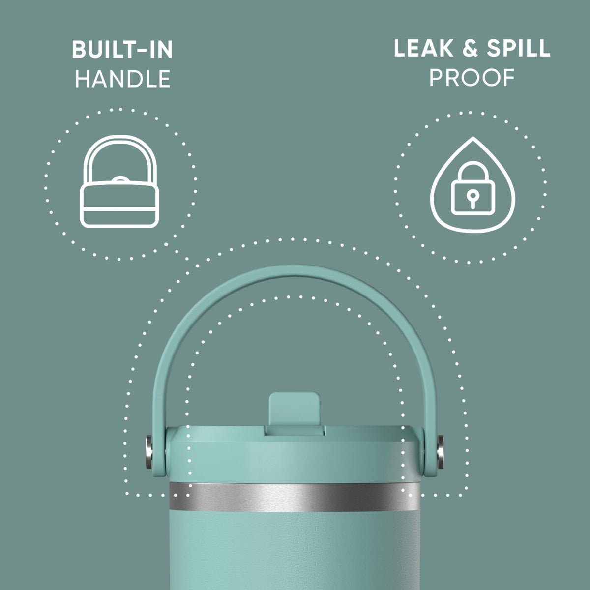 Hydrapeak Nomad 32 oz tumbler with straw lid showing leakproof design for on-the-go sipping