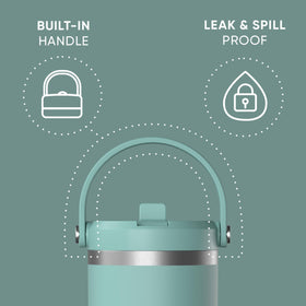 Hydrapeak Nomad 32 oz tumbler with straw lid showing leakproof design for on-the-go sipping