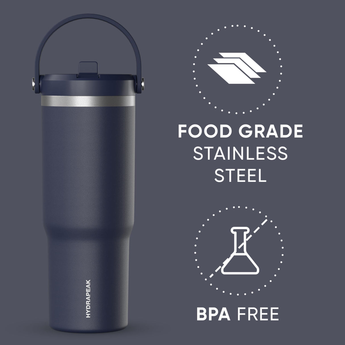 Hydrapeak Nomad 32 oz tumbler straw lid ready for on-the-go sipping.
