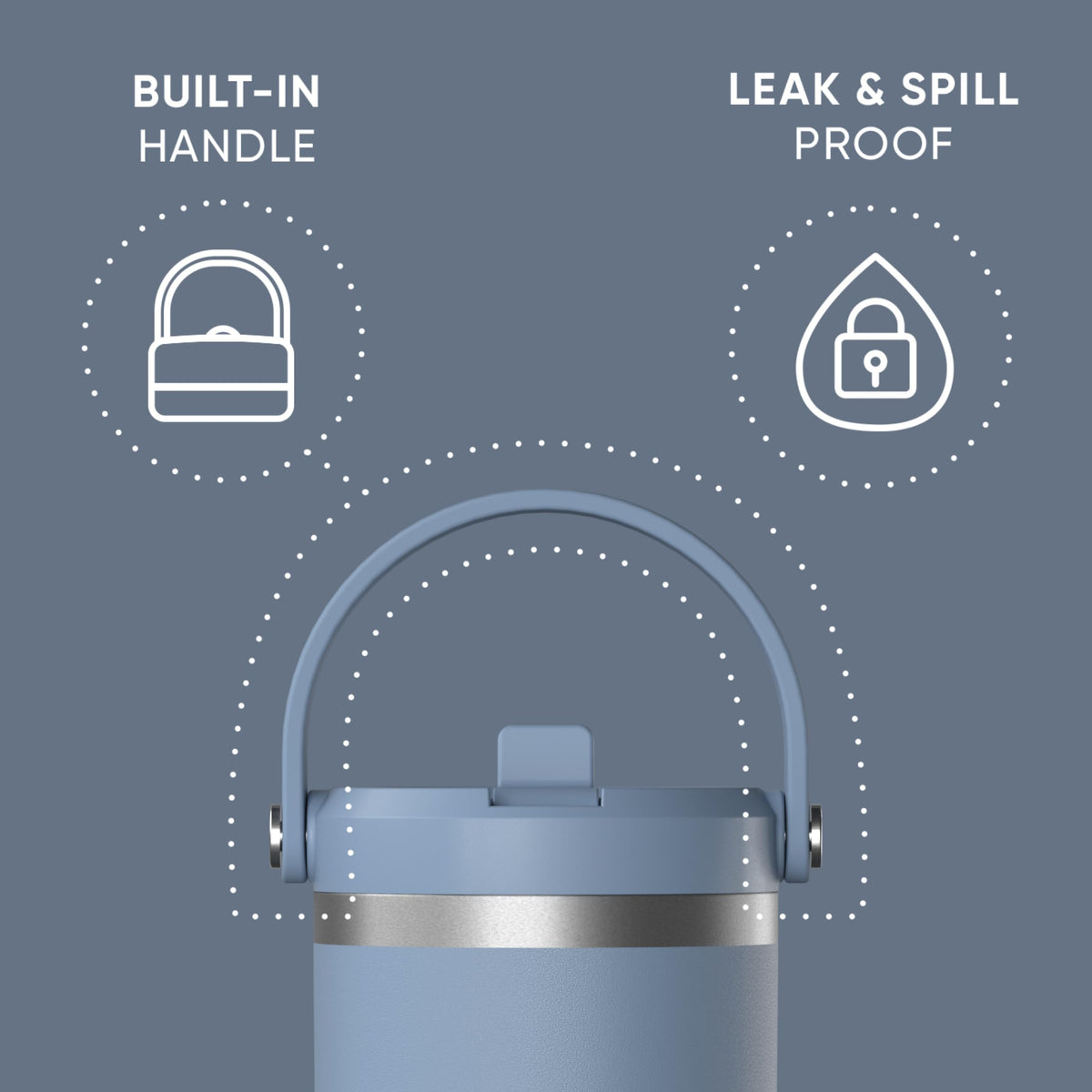 Hydrapeak Nomad leakproof straw lid prevents spills during travel