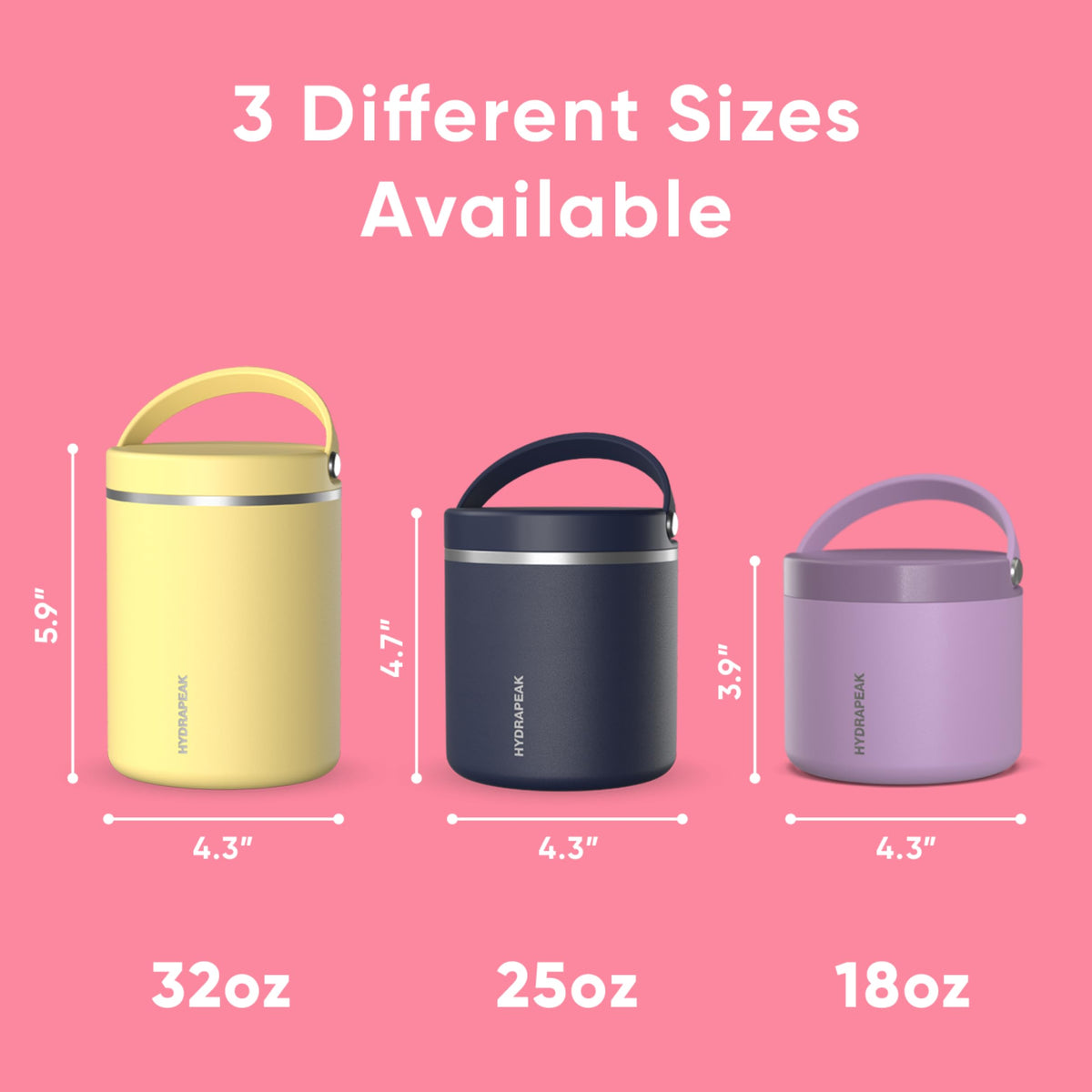 Hydrapeak Neon Crush 18oz jar compact base fits bags and cup holders