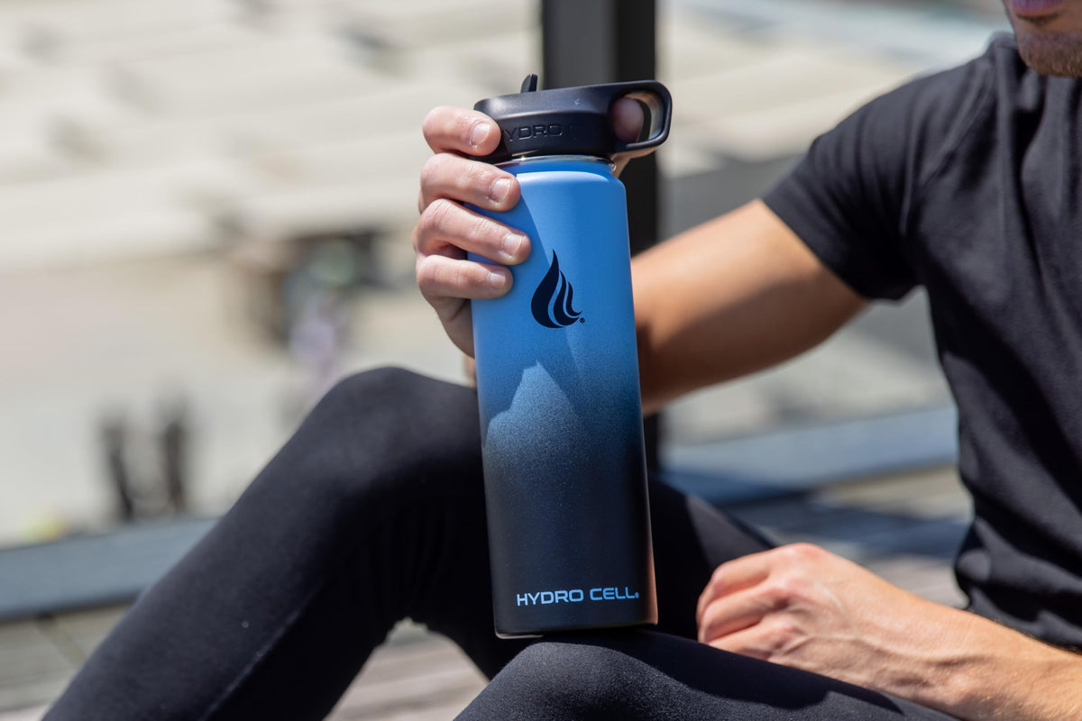 HYDRO CELL travel-ready bottle fits car cup holders for easy access.