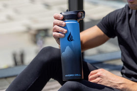 HYDRO CELL travel-ready bottle fits car cup holders for easy access.