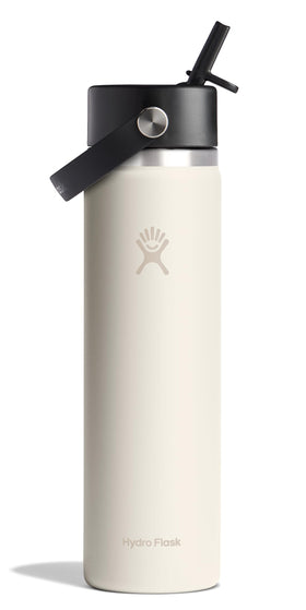 Hydro Flask 24 oz Ivory Wide Mouth bottle with insulated design for all-day cooling.