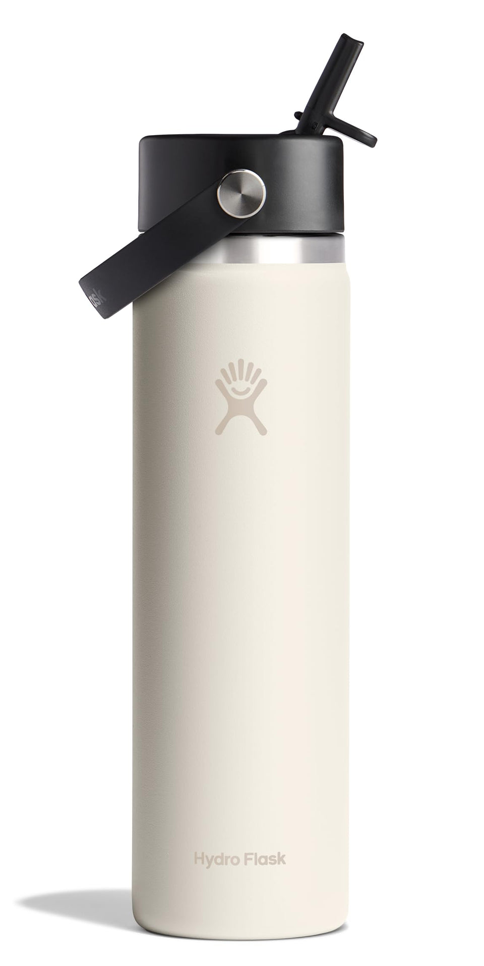 Hydro Flask 24 oz Ivory Wide Mouth bottle with insulated design for all-day cooling.