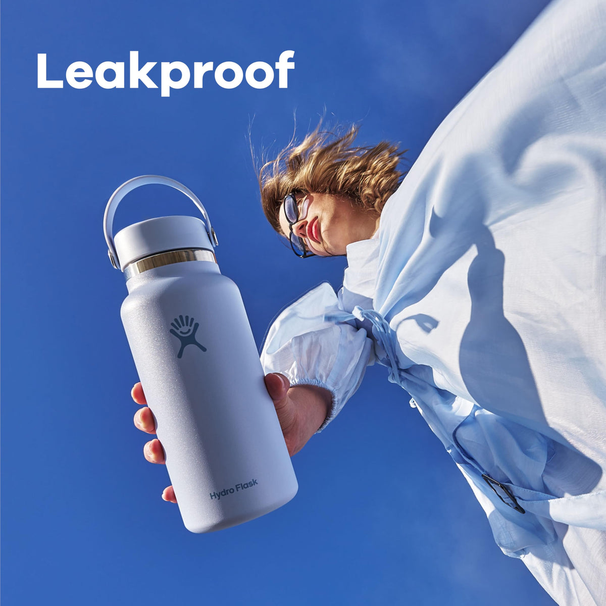 Hydro Flask 32 oz Birch Gray bottle with easy grip handle for daily use.