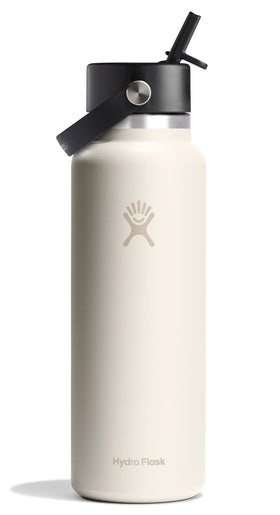 Hydro Flask 40oz Ivory Wide Mouth bottle with ice-cube-friendly opening