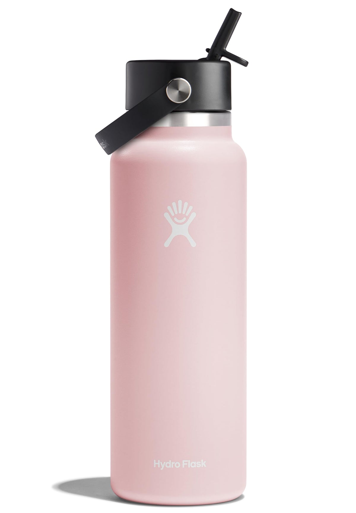 Hydro Flask 40 oz wide-mouth bottle with open cap for easy filling on the go.