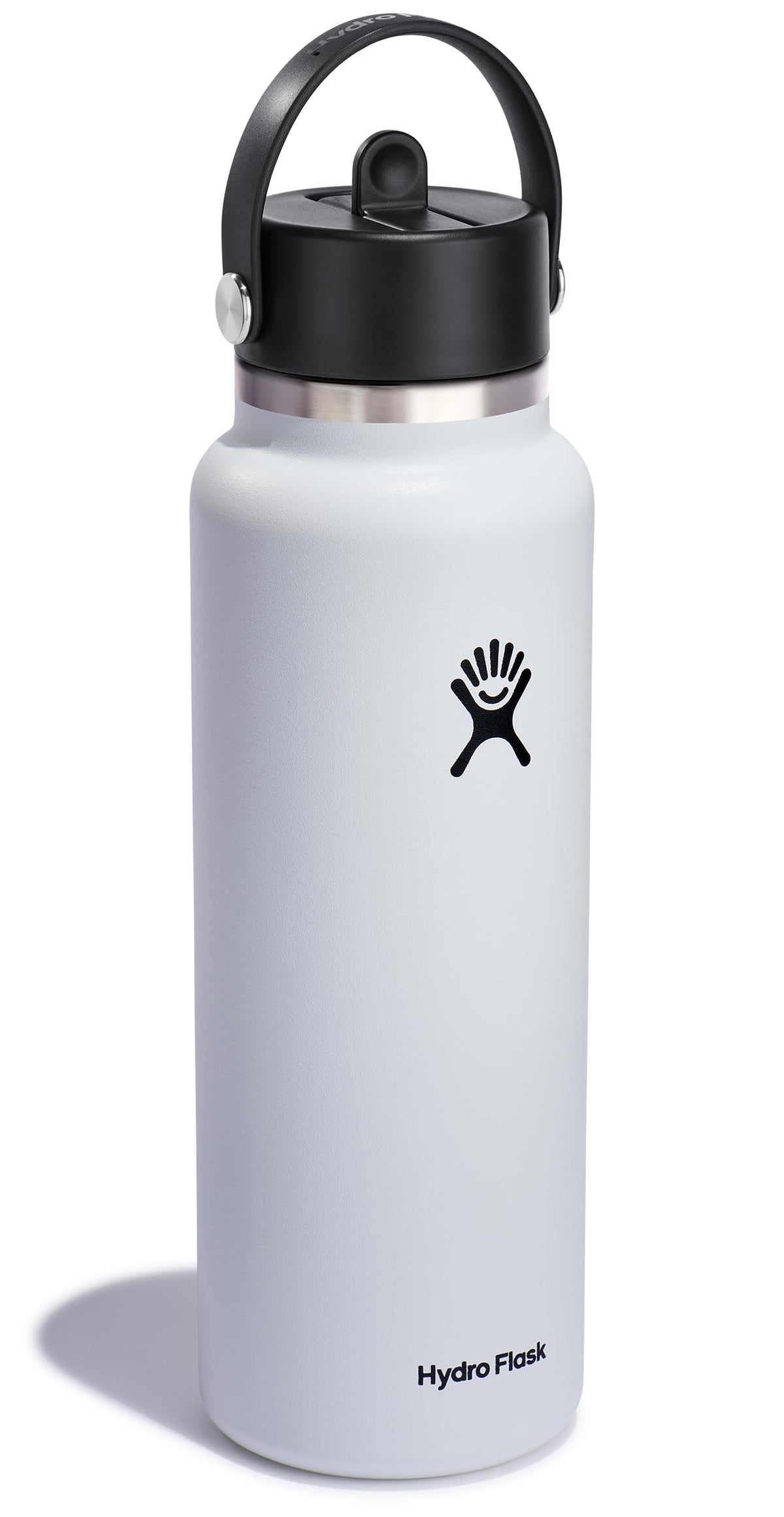 Hydro Flask wide-mouth bottle with leakproof cap stays sealed during travel.