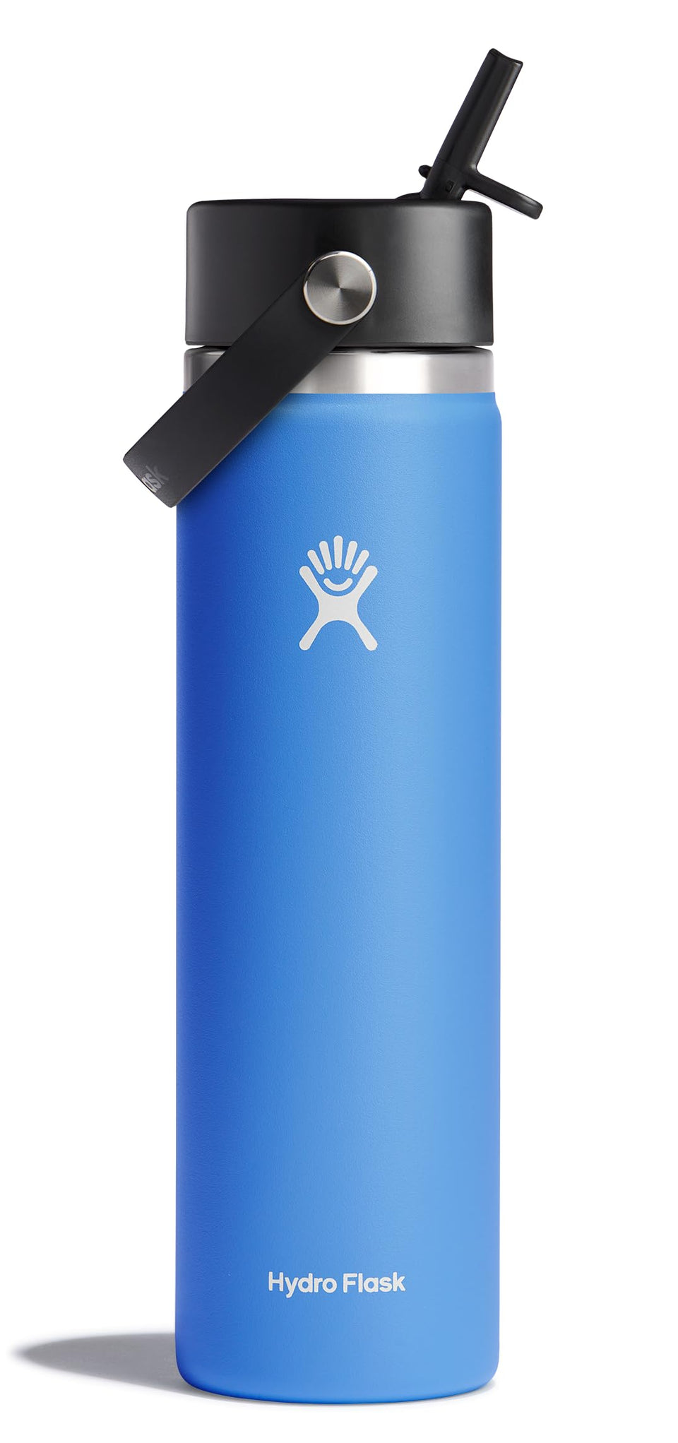 Hydro Flask Aloe Green 24 oz wide mouth bottle with leakproof cap for travel.