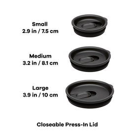 Hydro Flask coffee lid closeable press-in open position enables easy drinking and straw use.