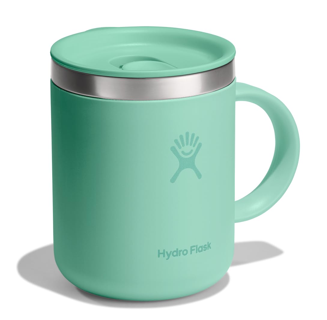 Hydro Flask mermaid green mug lid closeup showing leak-resistant seal