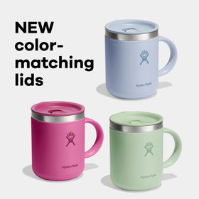 Hydro Flask mug soft-touch exterior stays cool and easy to grip.