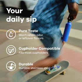 Color-matched cap enhances the monochrome Surf Blue look