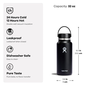 Hydro Flask bottle and lid are dishwasher safe for quick cleaning.