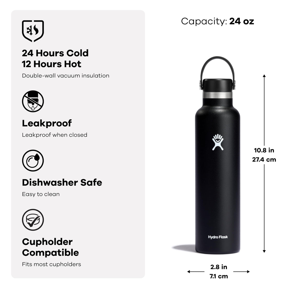 Hydro Flask dishwasher-safe bottle and lid for quick cleaning