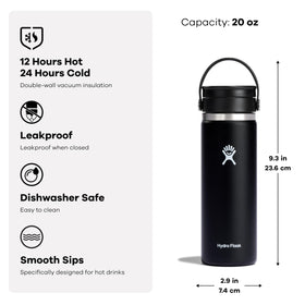 Insulated Hydro Flask bottle in use, preserving hot coffee or cold drinks.