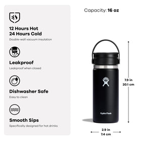 Hydro Flask double-wall insulation maintains drink temperature.