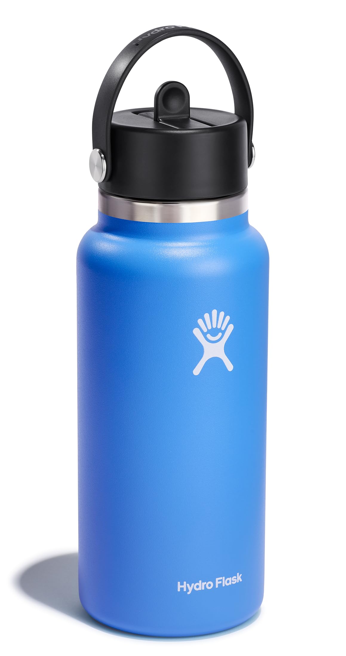 Hydro Flask Flex Straw Cap on Cascade Blue enables one-handed sipping on the go