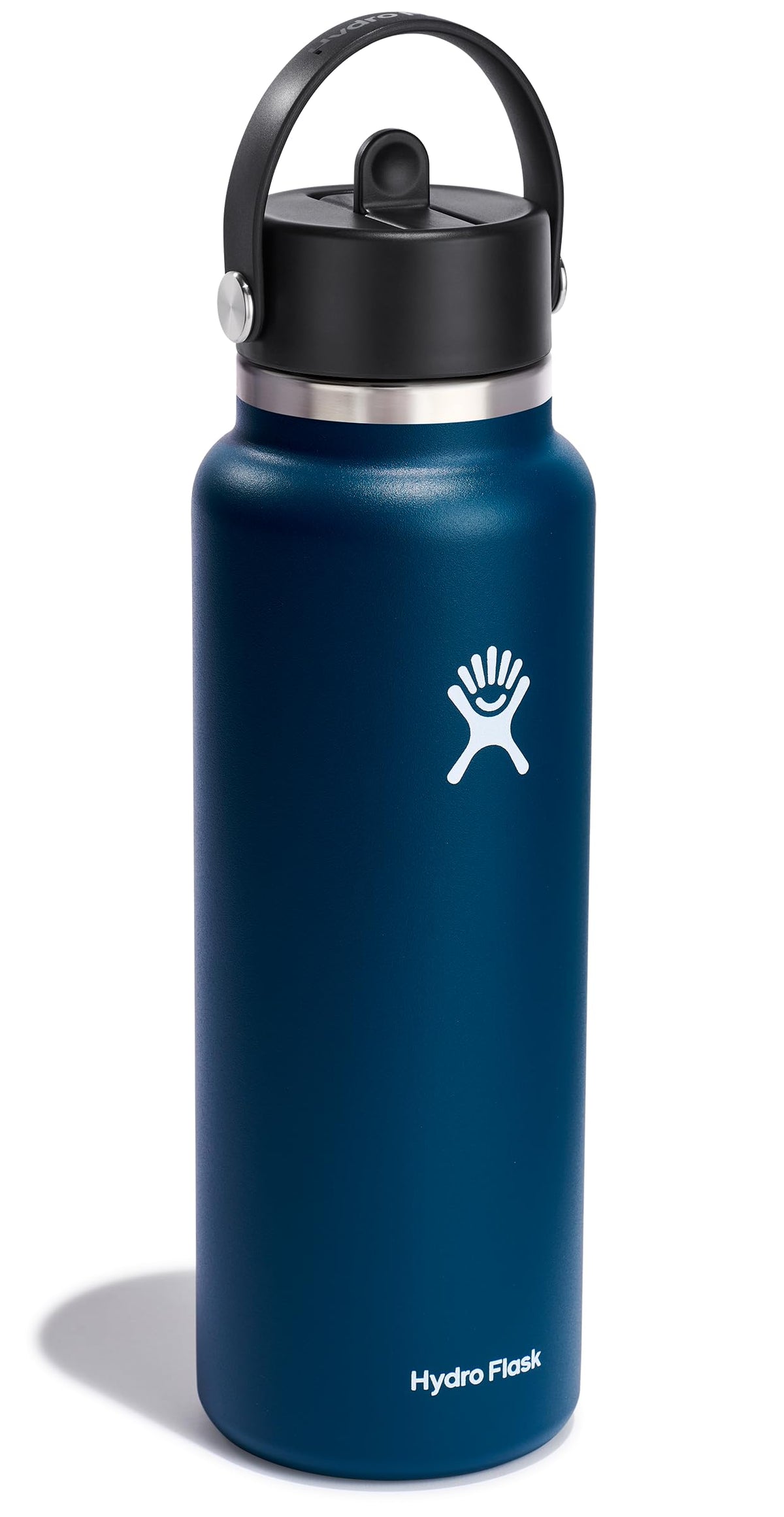 Close-up of Hydro Flask flex straw cap showing leakproof design for travel hydration.