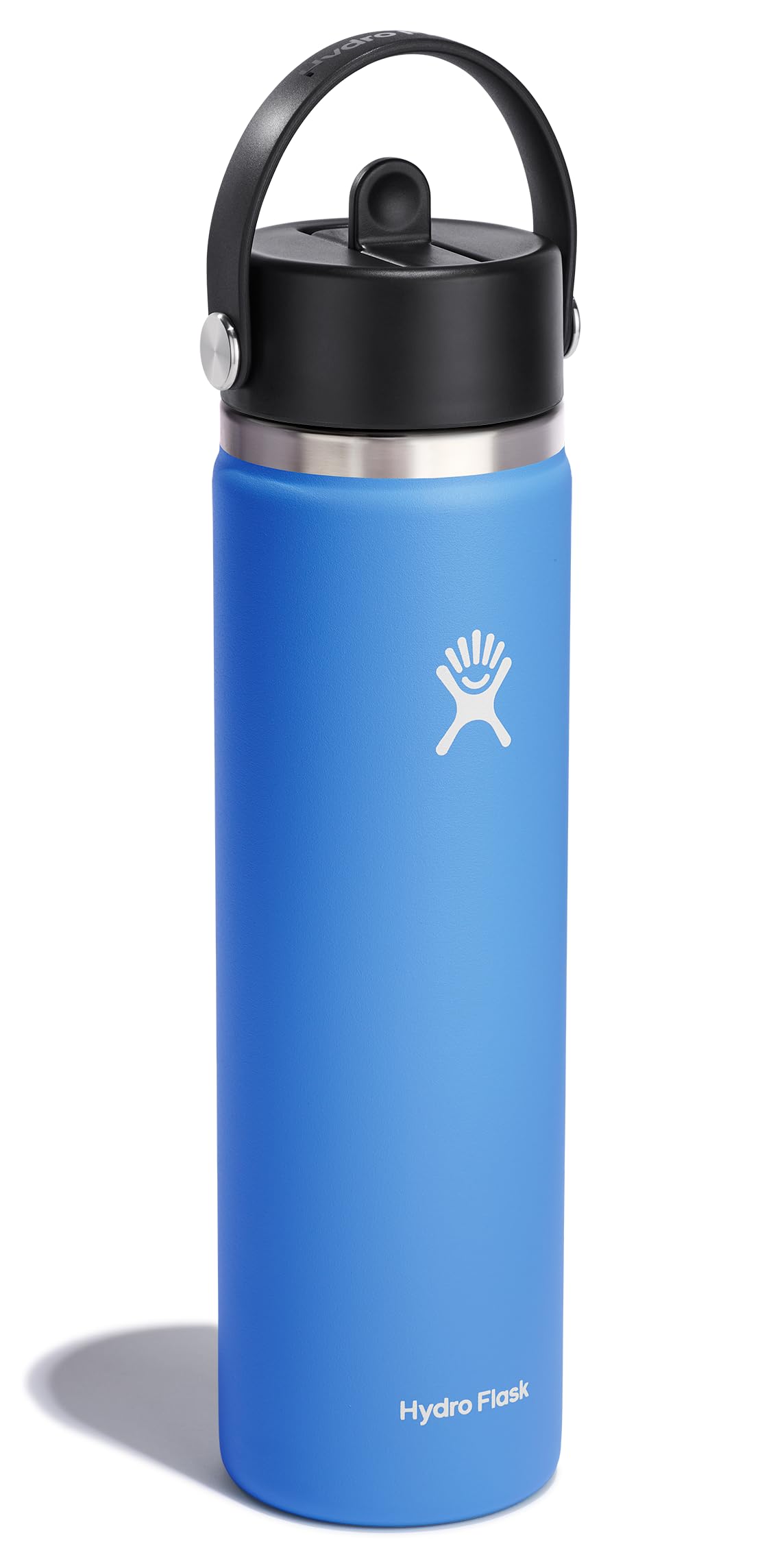 Hydro Flask Flex Straw Cap on Aloe Green bottle for easy one-handed sipping.