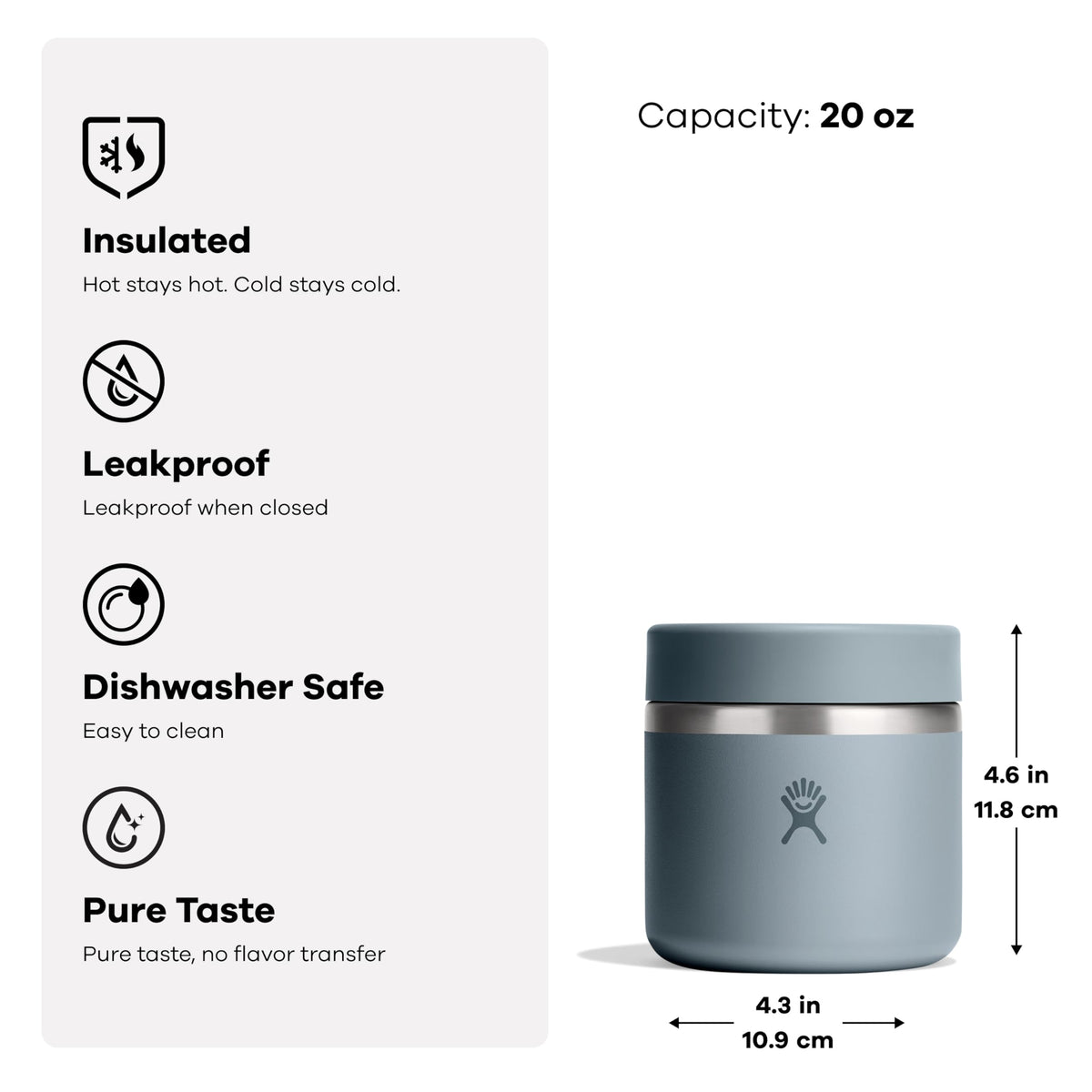 Hydro Flask Food Jar insulation preserves temperature for hours