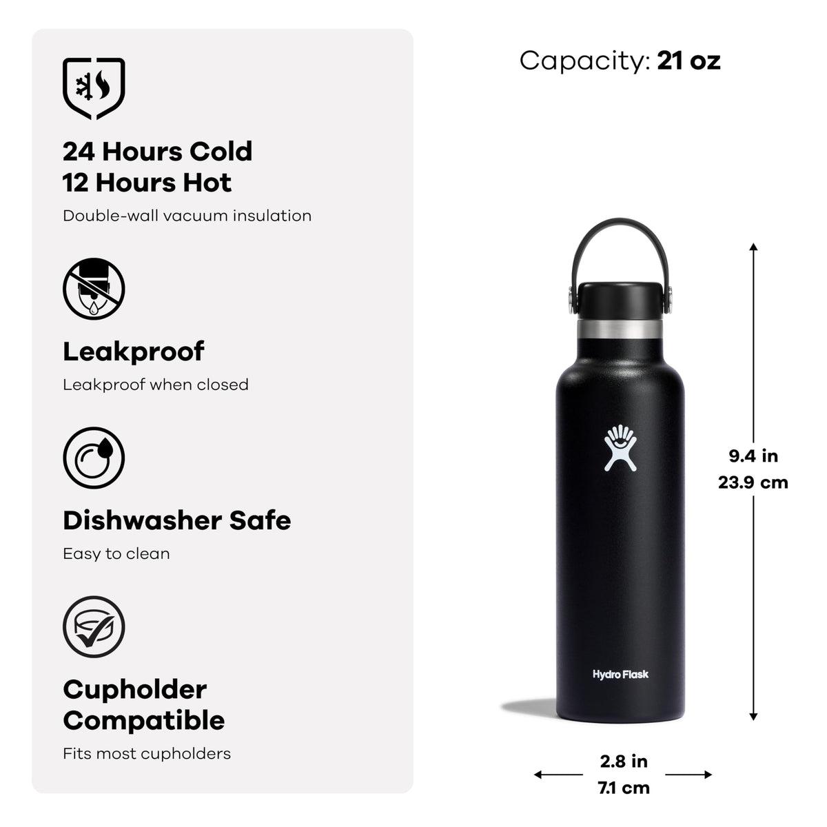 Handy flexible handle allows grabbing and carrying the bottle anywhere.