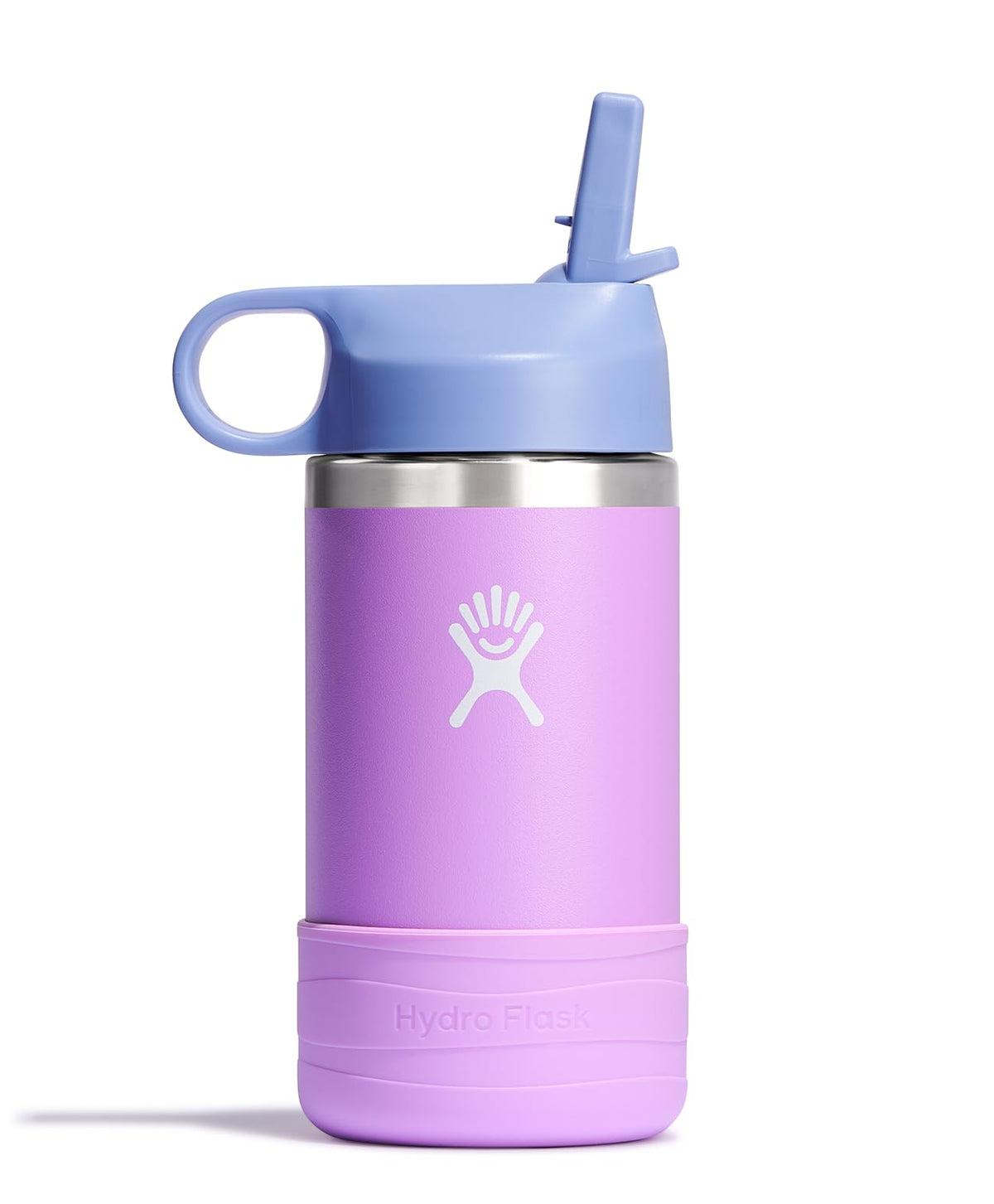 Hydro Flask Kids 12 oz Anemone Purple bottle shows slim design for easy hold at school