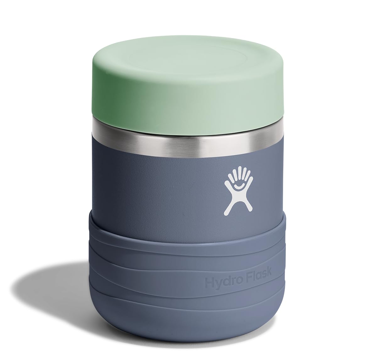Hydro Flask Koala Gray 12oz food jar, sealed lid, leakproof for backpacks.