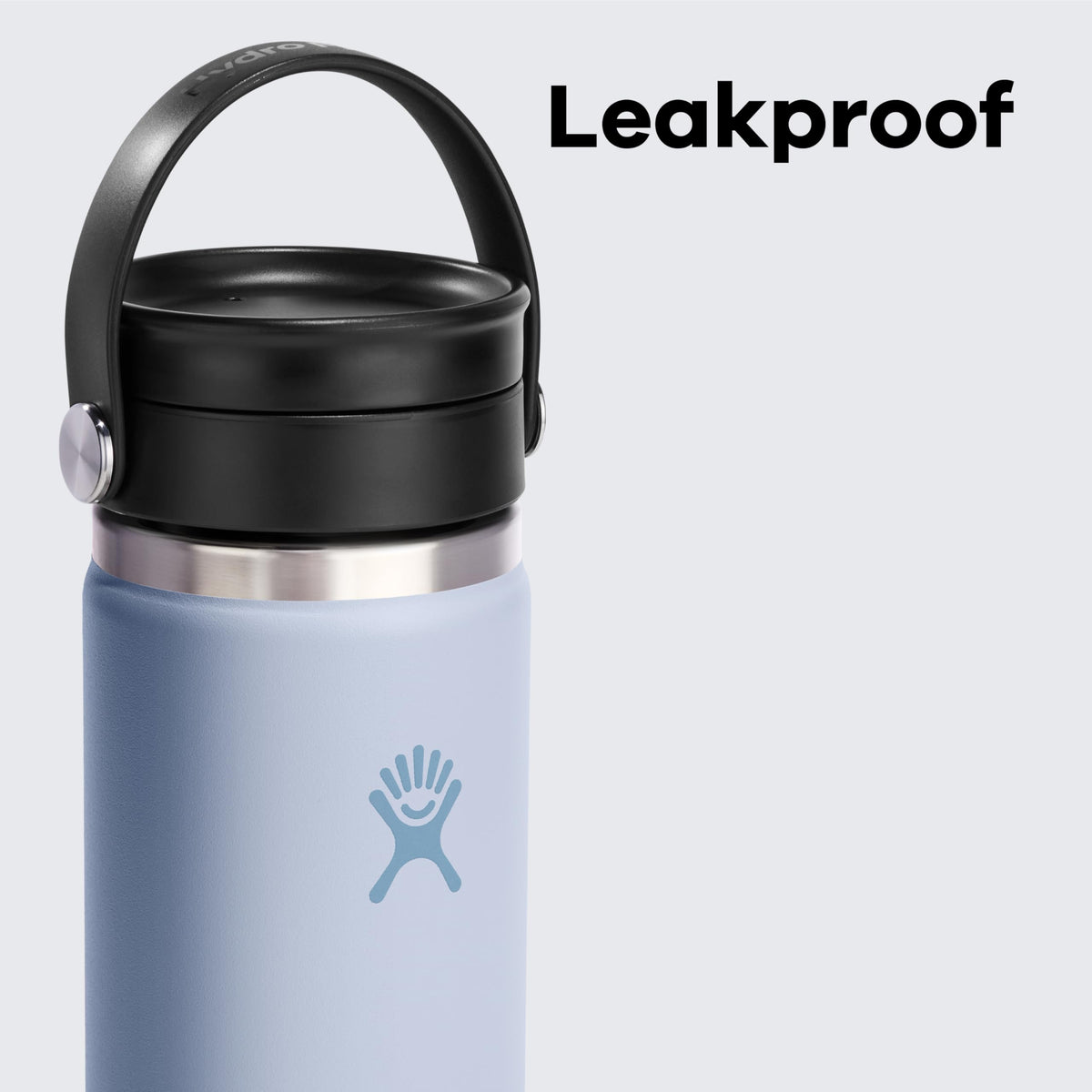 Hydro Flask leakproof Flex Sip lid closed for secure transport.