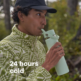 Hydro Flask Flex Straw Cap stays leakproof when closed during travel.