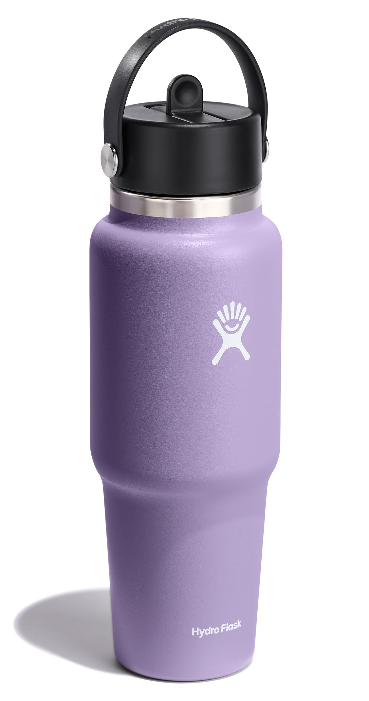 Hydro Flask leakproof Flex Straw Cap shown closed, preventing spills during commutes.