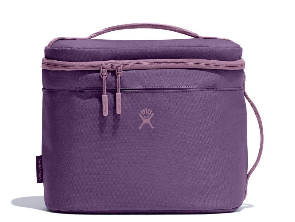 Hydro Flask Lunch Bag Beachplum Purple with an easy-open top for quick packing.