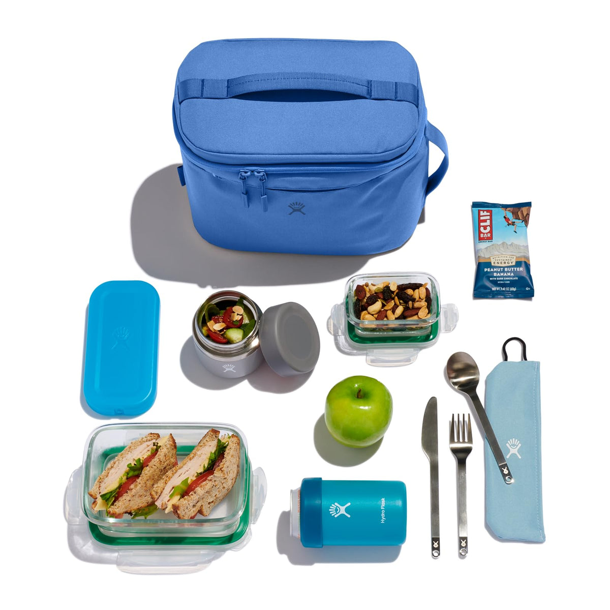 Hydro Flask Lunch Bag includes exterior and interior pockets for utensils and napkins.