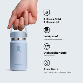 Hydro Flask Micro Bottle with leakproof cap to prevent spills in bags.