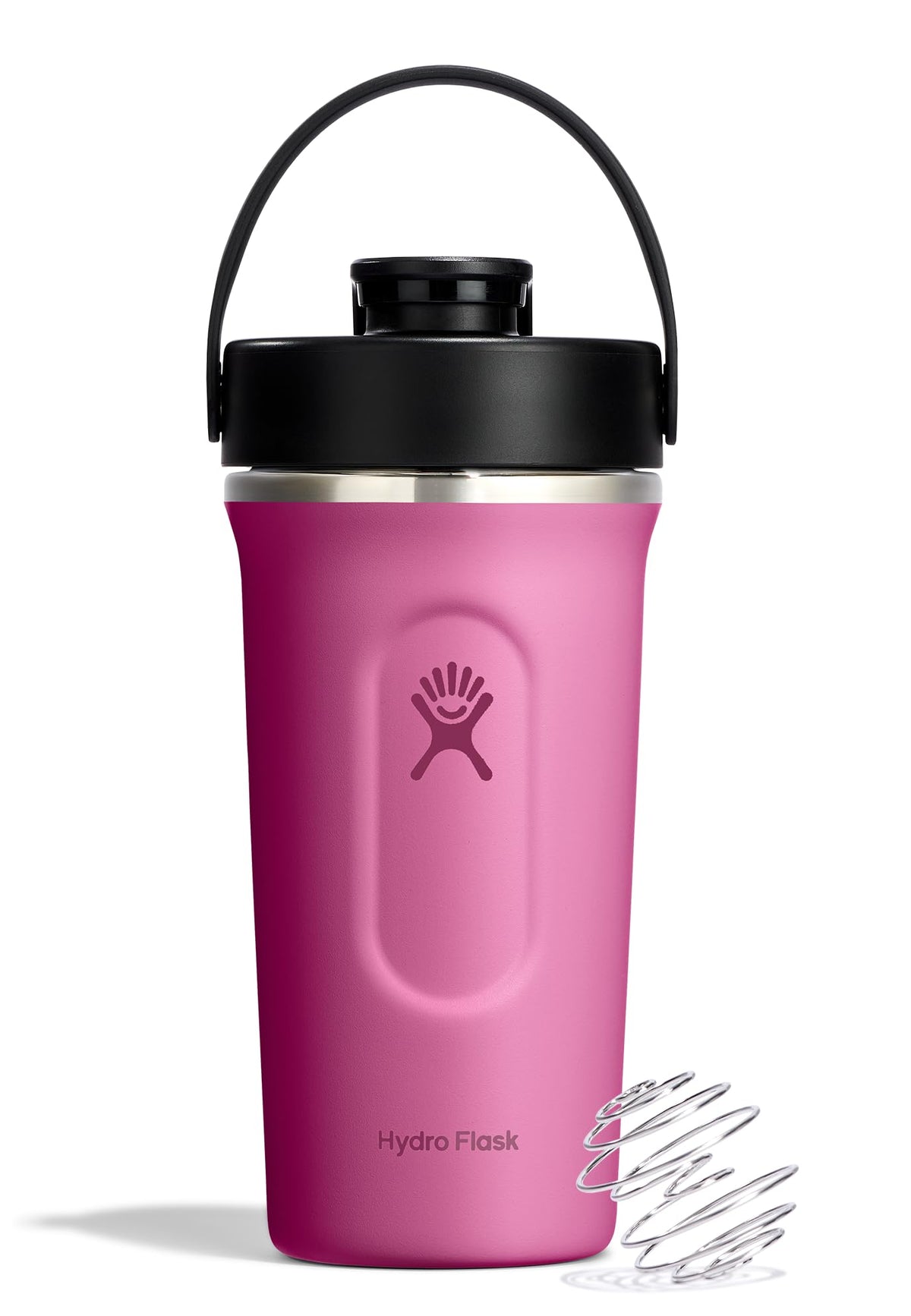 Hydro Flask Shaker 24oz Reef Pink bottle highlights ergonomic design for easy on-the-go shakes