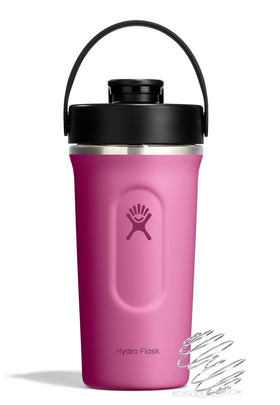 Hydro Flask Shaker 24oz Reef Pink bottle highlights ergonomic design for easy on-the-go shakes