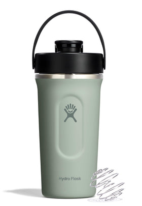 Hydro Flask 24 oz agave green shaker bottle ready for cold shakes and smoothies